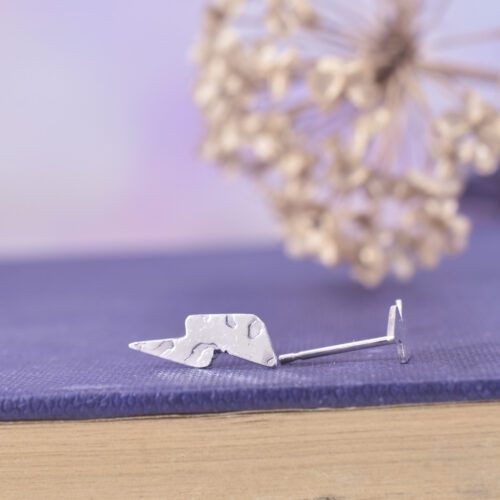 Sterling Silver Leopard Luxe Lightning Bolt Stud Earrings
