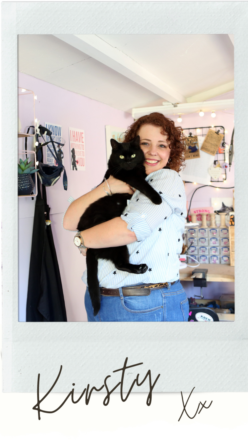 Kirsty and Rosie in the workshop at Little Black Cat HQ