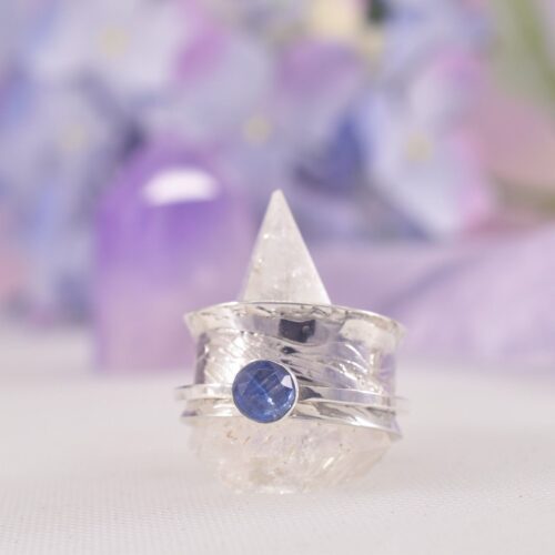 Sterling Silver Blue Kyanite Ocean Spinner Ring