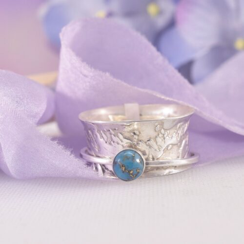 Sterling Silver Turquoise Ocean Spinner Ring