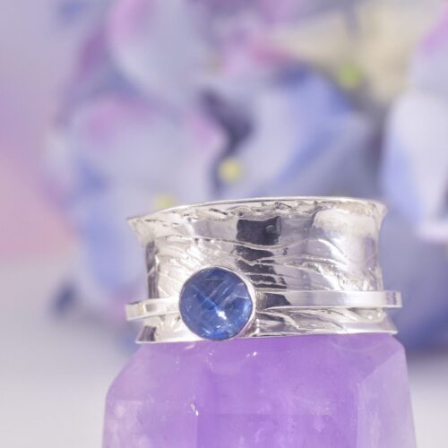 Sterling Silver Blue Kyanite Ocean Spinner Ring