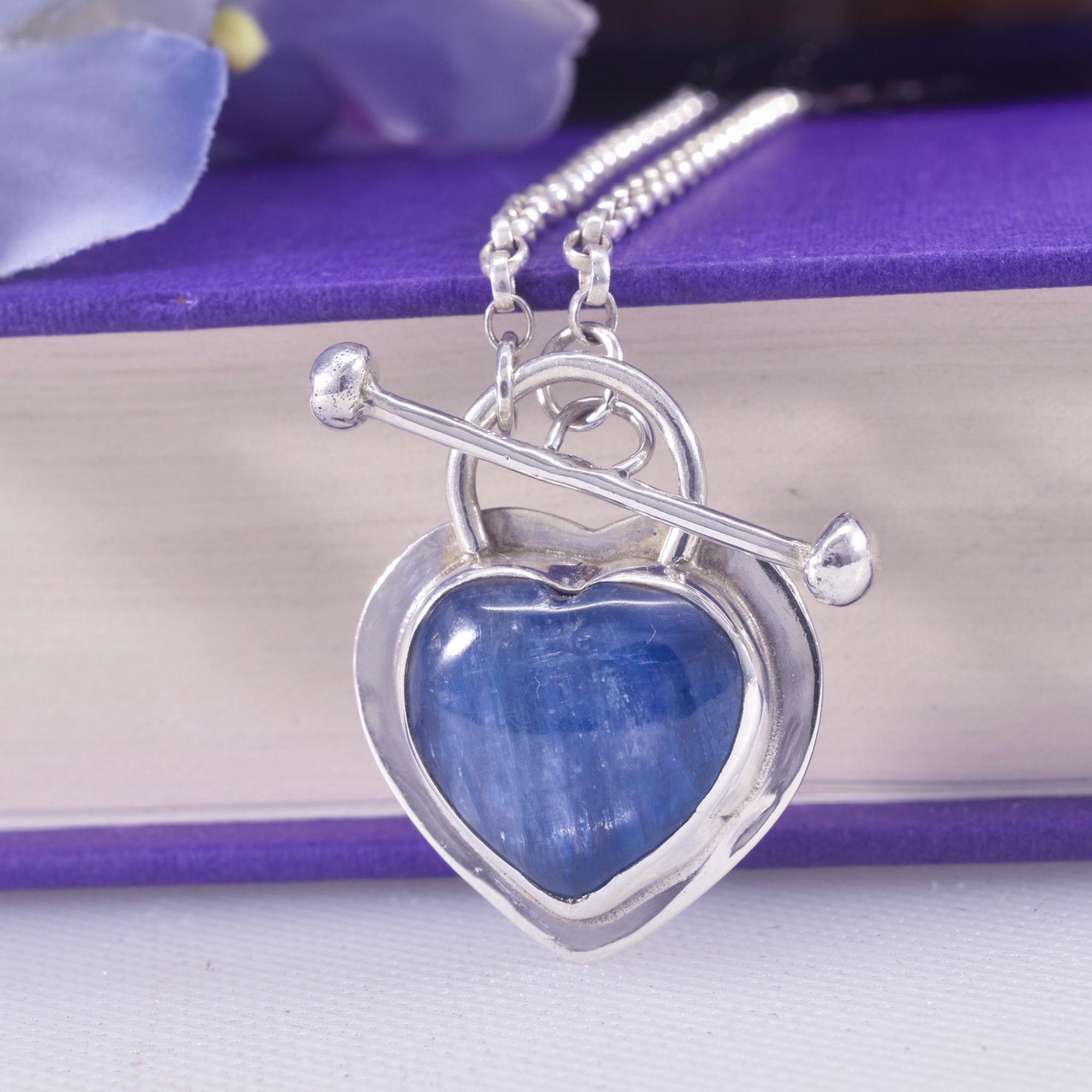 Sterling Silver Blue Kyanite Heart Necklace