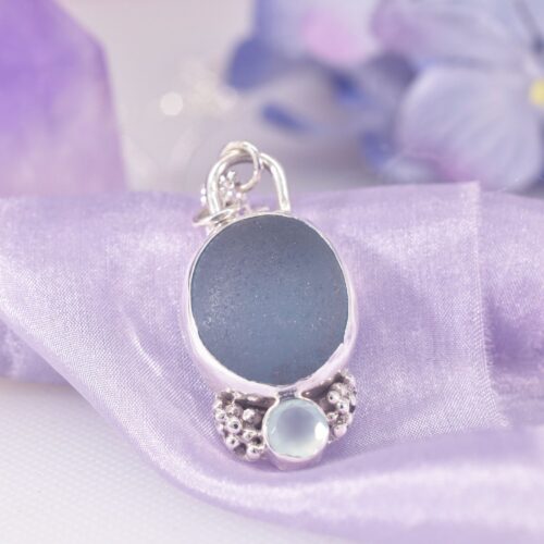 Sterling Silver Seafoam Sea Glass & Chalcedony Necklace