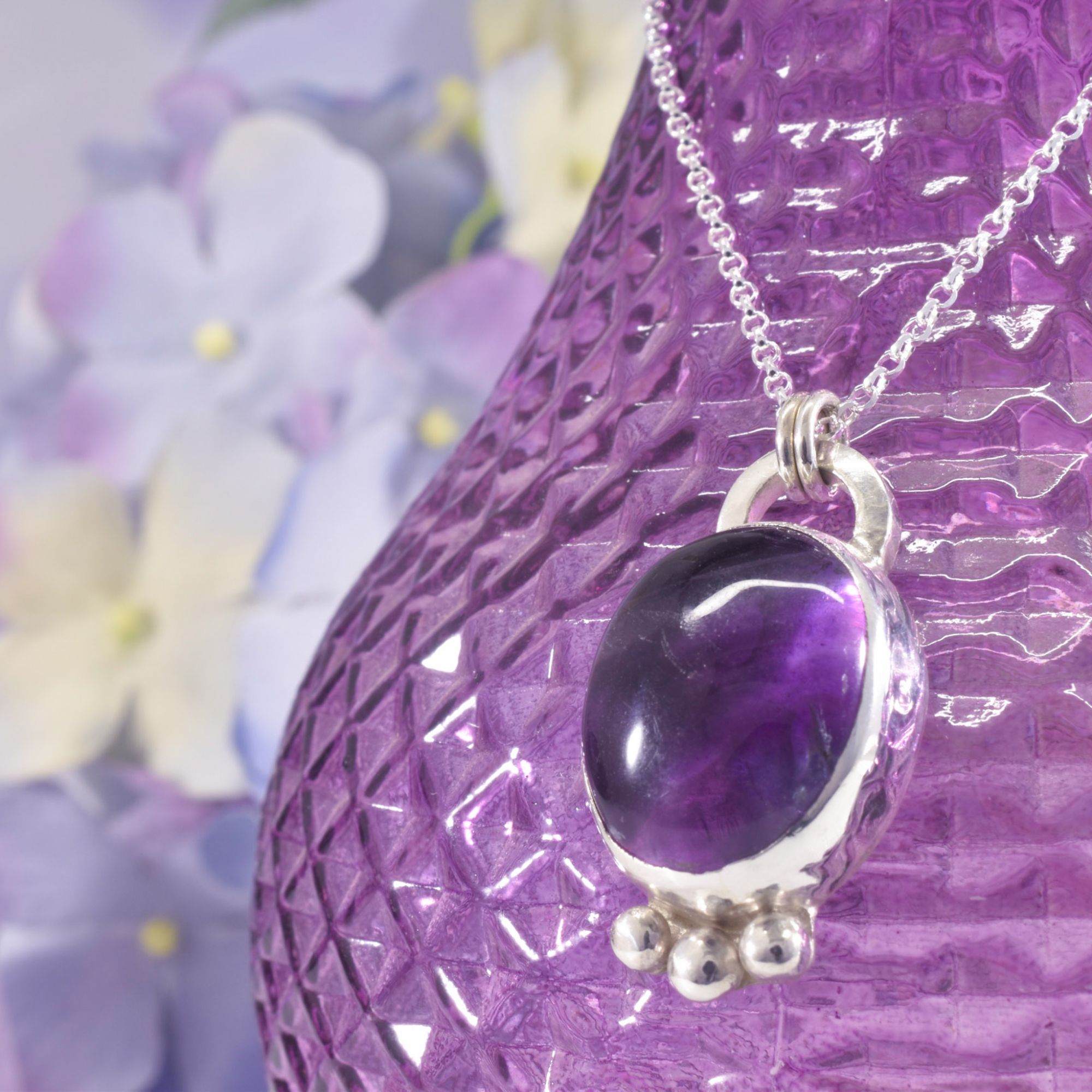 Sterling Silver Fluorite Oval Necklace