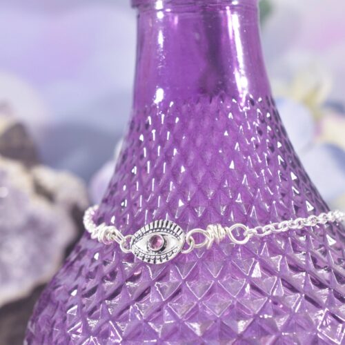 Sterling Silver Slim Protective Evil Eye Bracelet