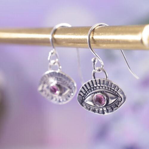 Sterling Silver Protective Evil Eye Charm Earrings