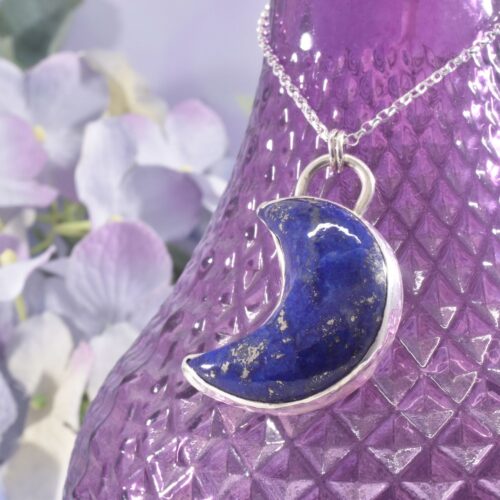 Sterling Silver Lapis Lazuli Moon Necklace