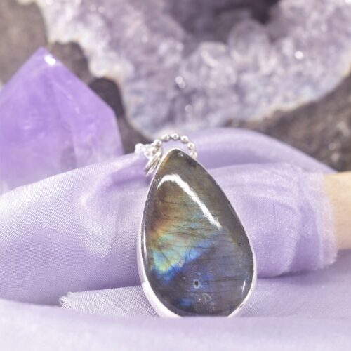Sterling Silver Labradorite Teardrop Necklace