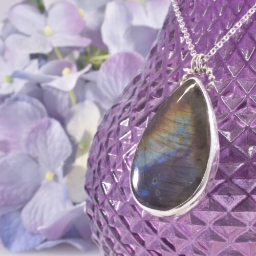 Sterling Silver Labradorite Teardrop Necklace