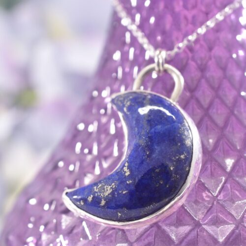 Sterling Silver Lapis Lazuli Moon Necklace