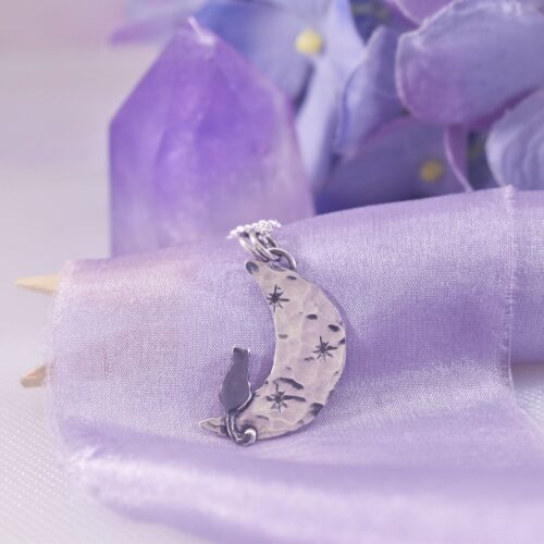 Sterling Silver Midi Luna Cat Necklace