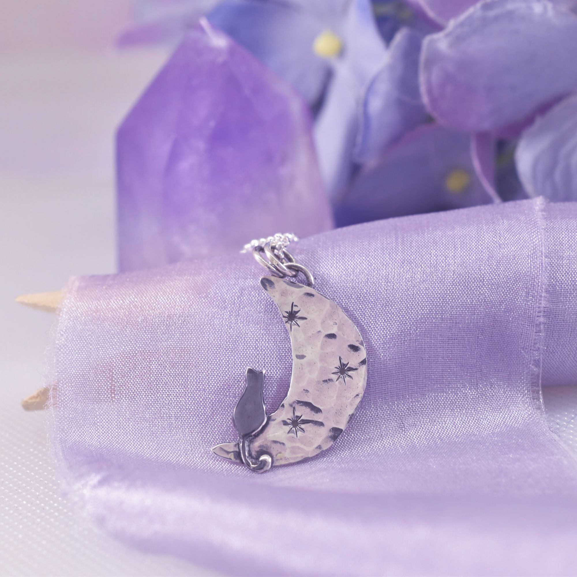 Sterling Silver Midi Luna Cat Necklace - Image 2