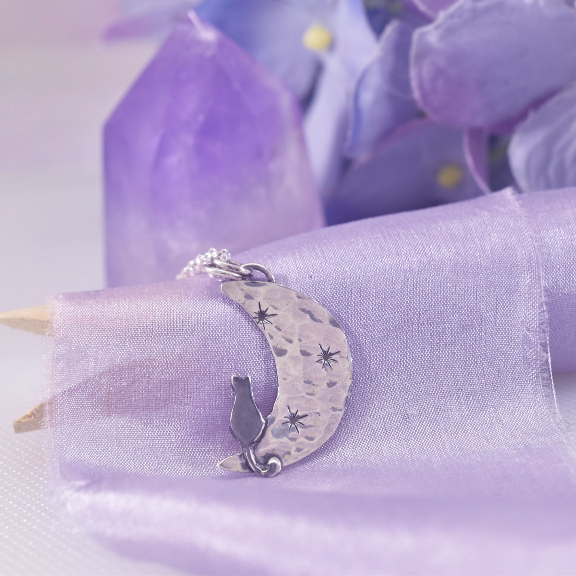 Sterling Silver Midi Luna Cat Necklace - Image 3