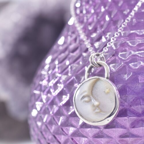 Sterling Silver Mystic Moon Face Necklace