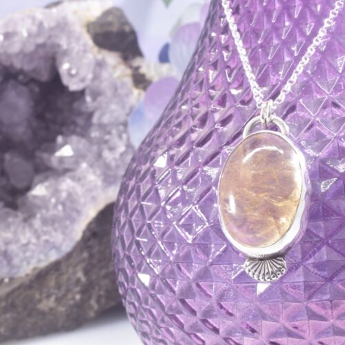 Sterling Silver Yellow Citrine Oval Necklace