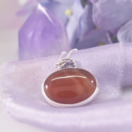Sterling Silver Carnelian Oval Necklace