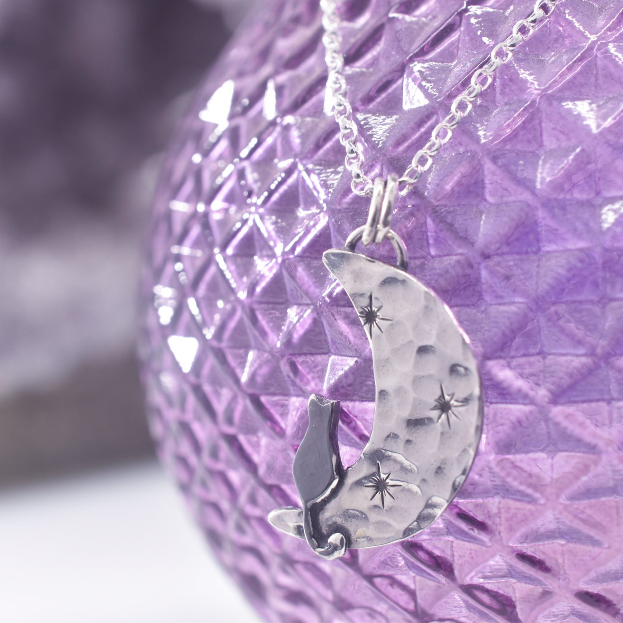 Sterling Silver Midi Luna Cat Necklace - Image 4