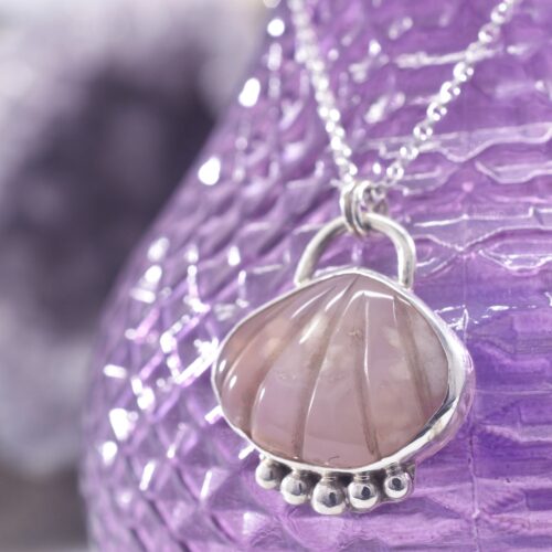 Sterling Silver Flower Agate Seashell Necklace