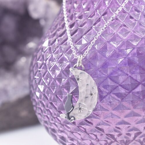 Sterling Silver Midi Luna Cat Necklace