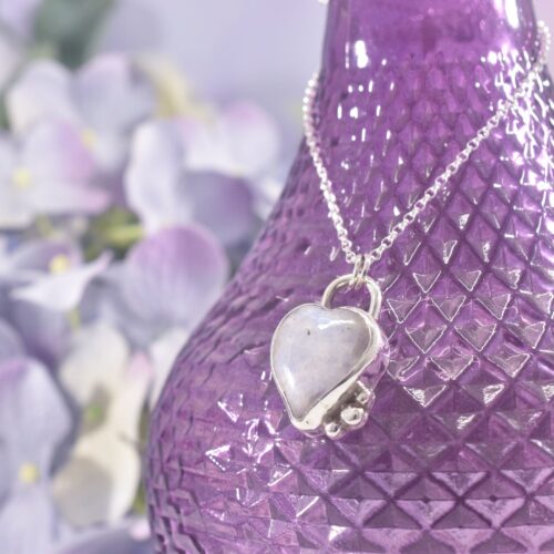Sterling Silver Moonstone Heart Necklace