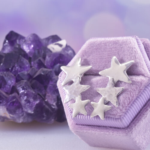 Sterling Silver Cosmic Triple Star Earrings