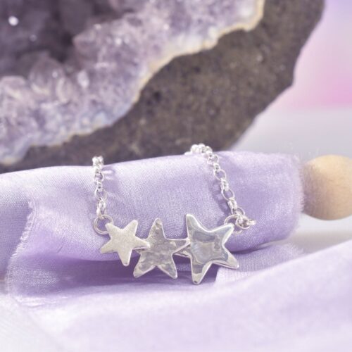 Sterling Silver Cosmic Triple Star Necklace
