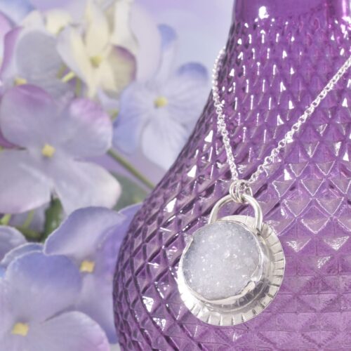 Sterling Silver Quartz Druzy Selene Necklace