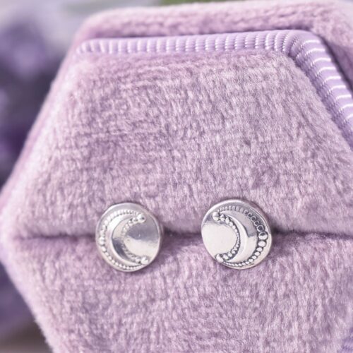 Sterling Silver Crescent Moon Studs