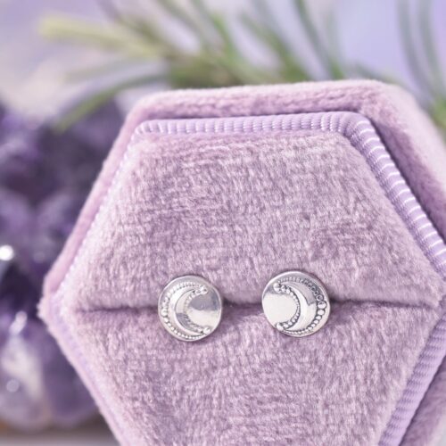 Sterling Silver Crescent Moon Studs