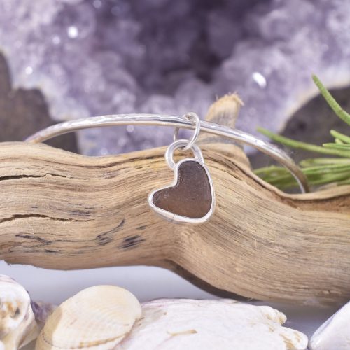 Sea Glass Ocean Heart Bangle