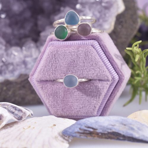 Sea Glass Pebble Rings