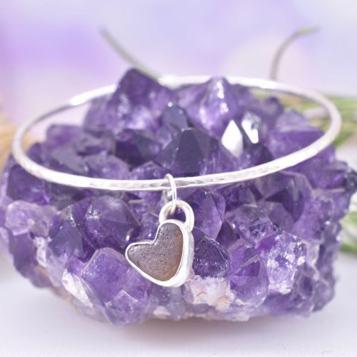 Sea Glass Ocean Heart Bangle