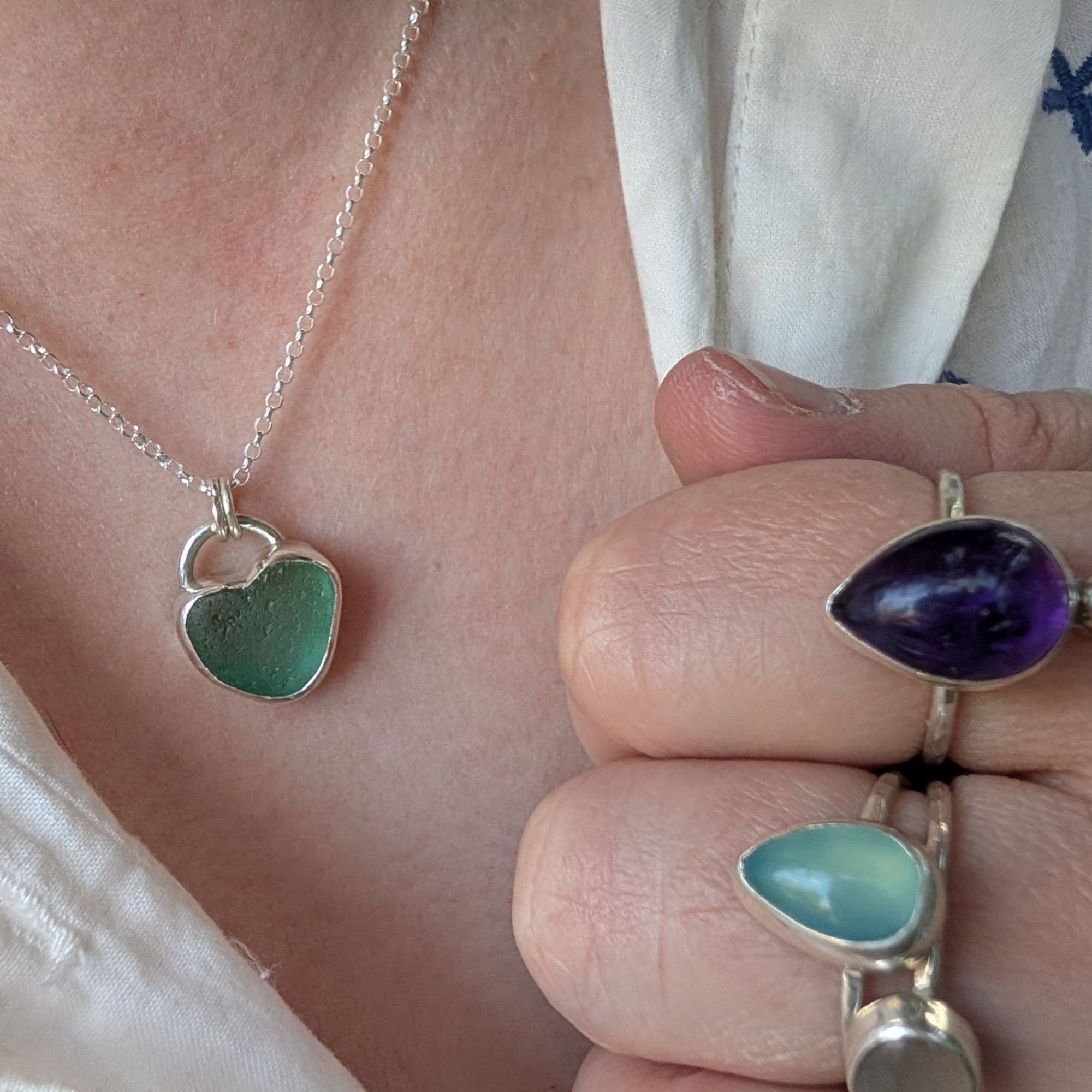 Sea Glass Siren Heart Necklace - Image 6