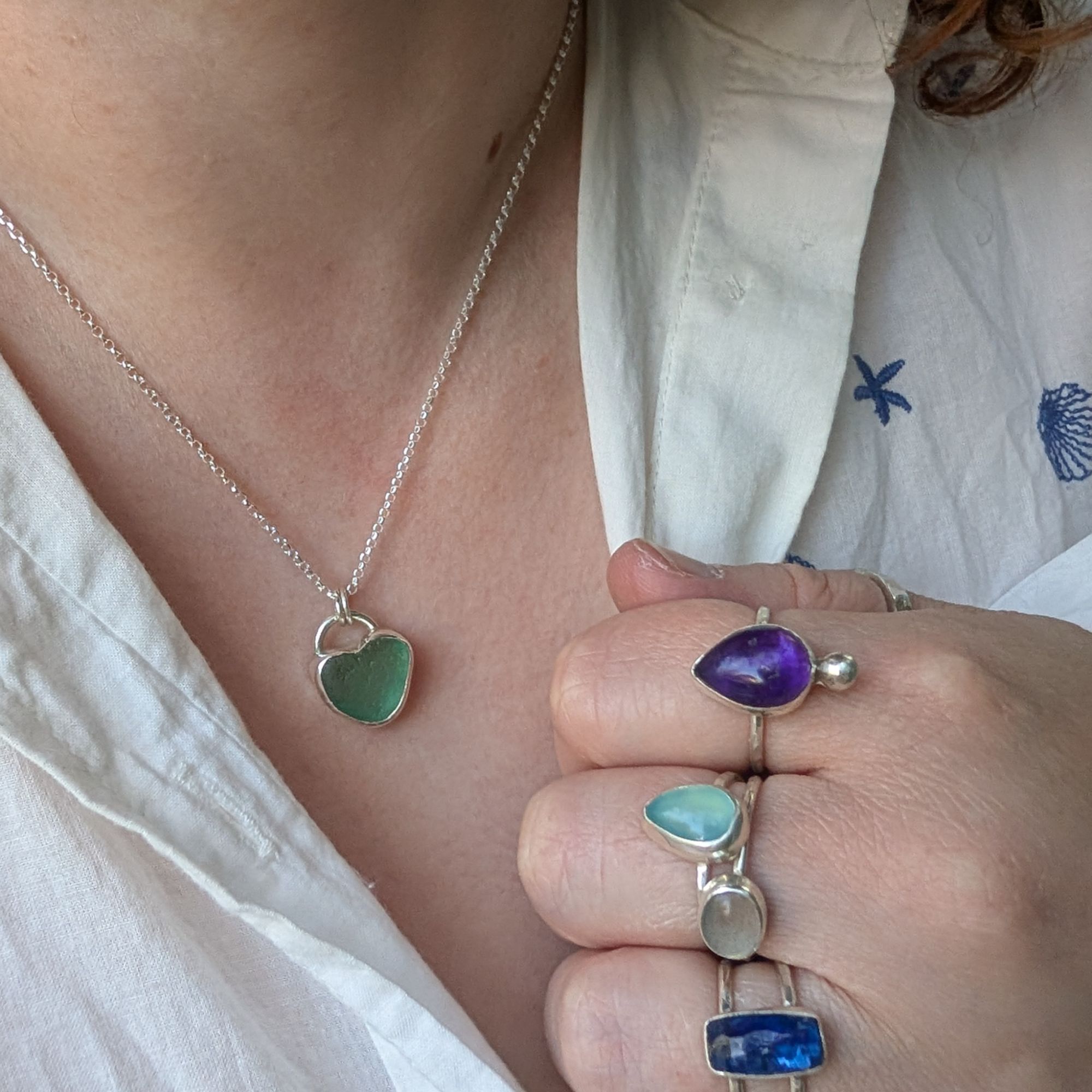 Sea Glass Siren Heart Necklace - Image 5