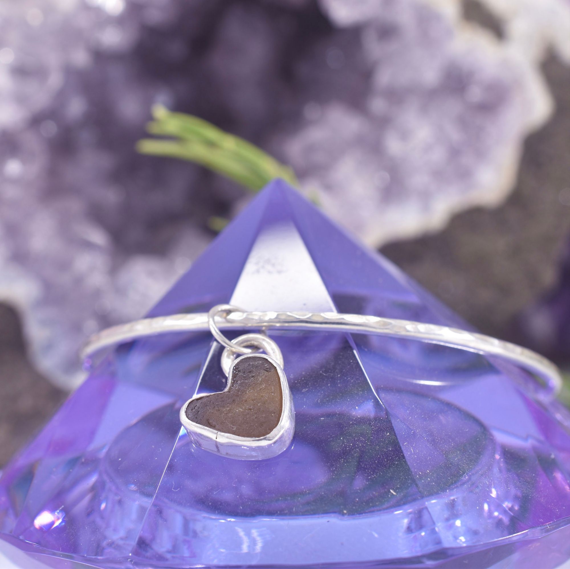 Sea Glass Ocean Heart Bangle - Image 3