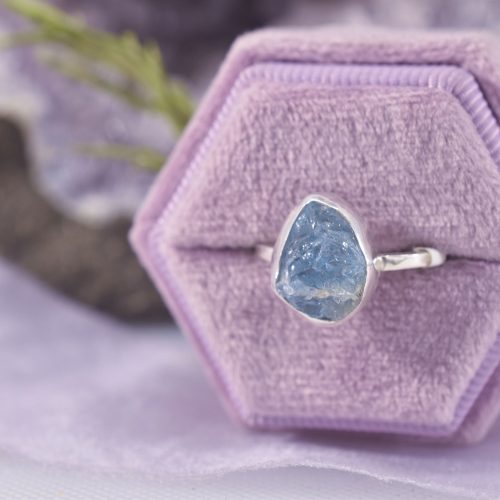 Raw Blue Aquamarine Ring