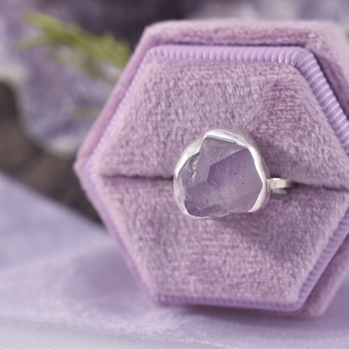 Raw Purple Amethyst Ring