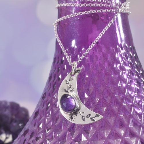 Sterling Silver Mystic Moon Amethyst Necklace