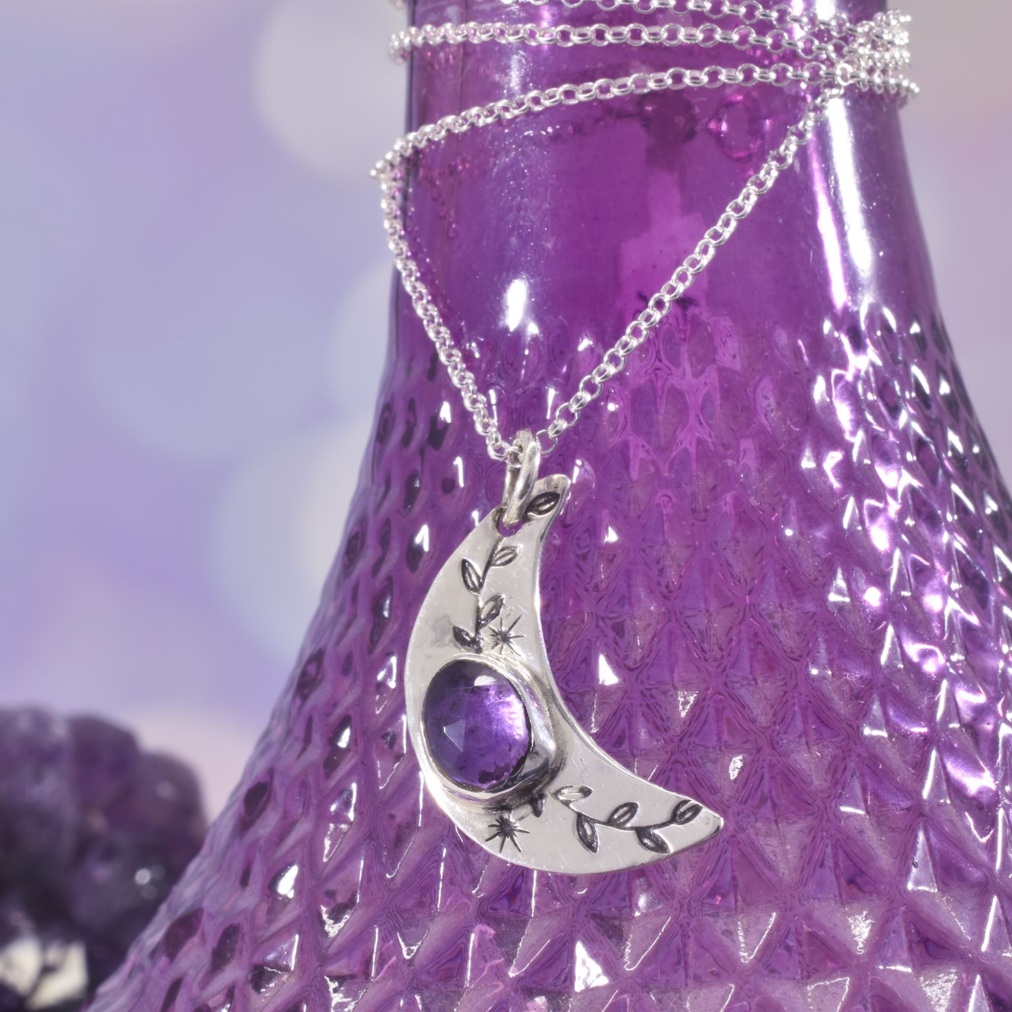Sterling Silver Mystic Moon Amethyst Necklace - Image 2