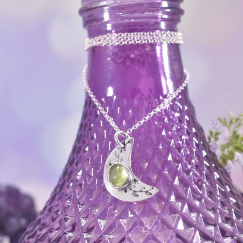 Sterling Silver Mystic Moon Peridot Necklace