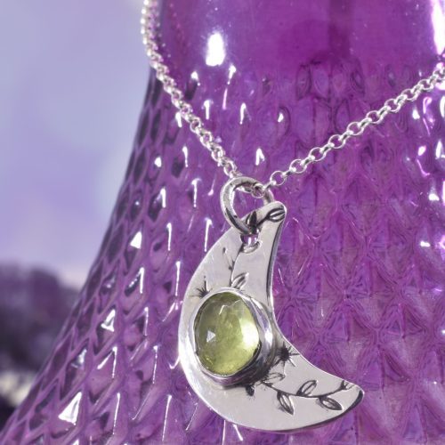 Sterling Silver Mystic Moon Peridot Necklace