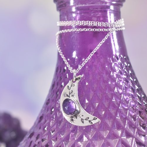 Sterling Silver Mystic Moon Amethyst Necklace