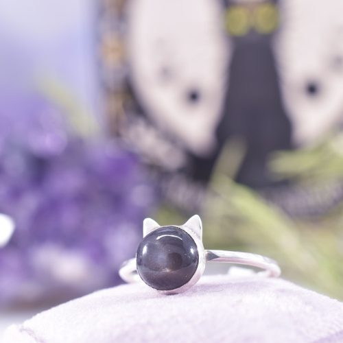 Sterling Silver Midnight Purr Cat Ring