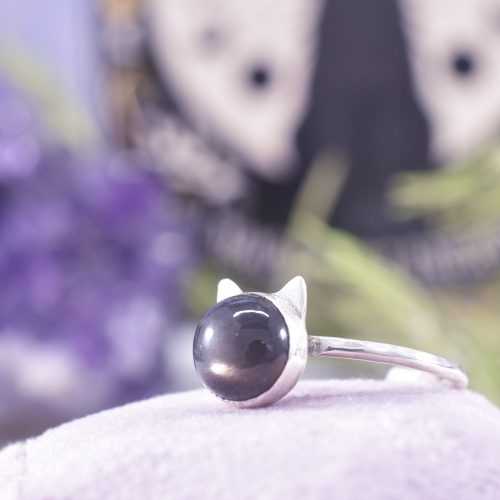 Sterling Silver Midnight Purr Cat Ring